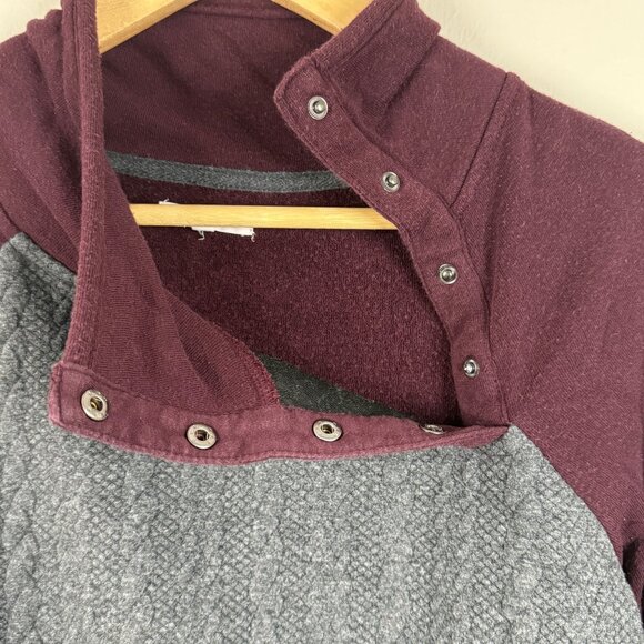 Maurices Womens Button-Detail Mock Neck Sweater Medium Gray & Burgundy Long Slee - Picture 6 of 16